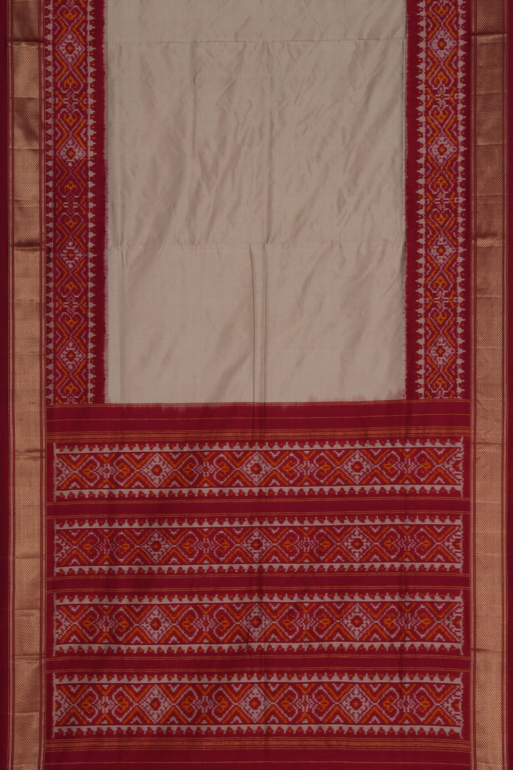 Image of Pochampally Ikat Silk Beige Saree